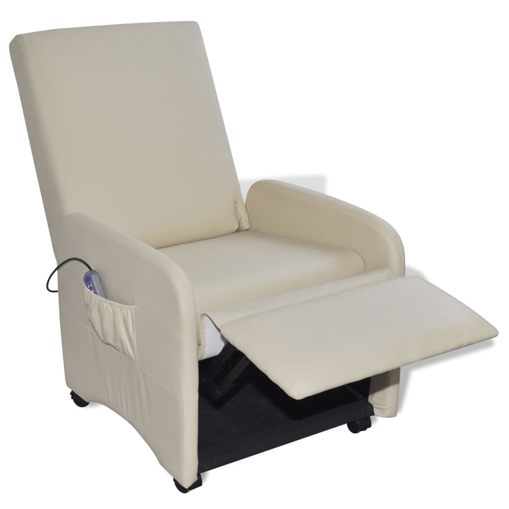 vidaXL Folding Massage Chair Cream Faux Leather