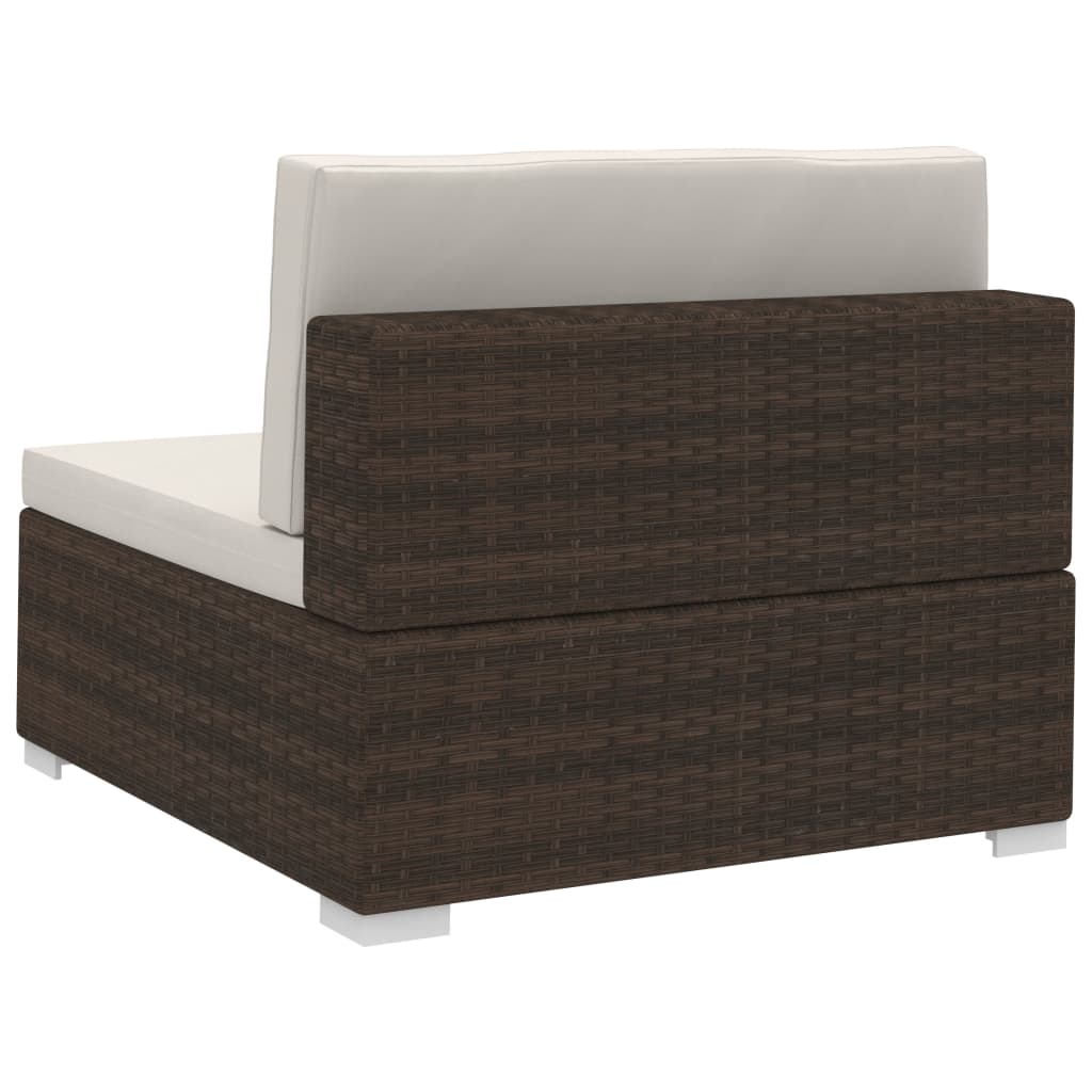 vidaXL 3 Piece Patio Sofa Set with Cushions Poly Rattan Brown