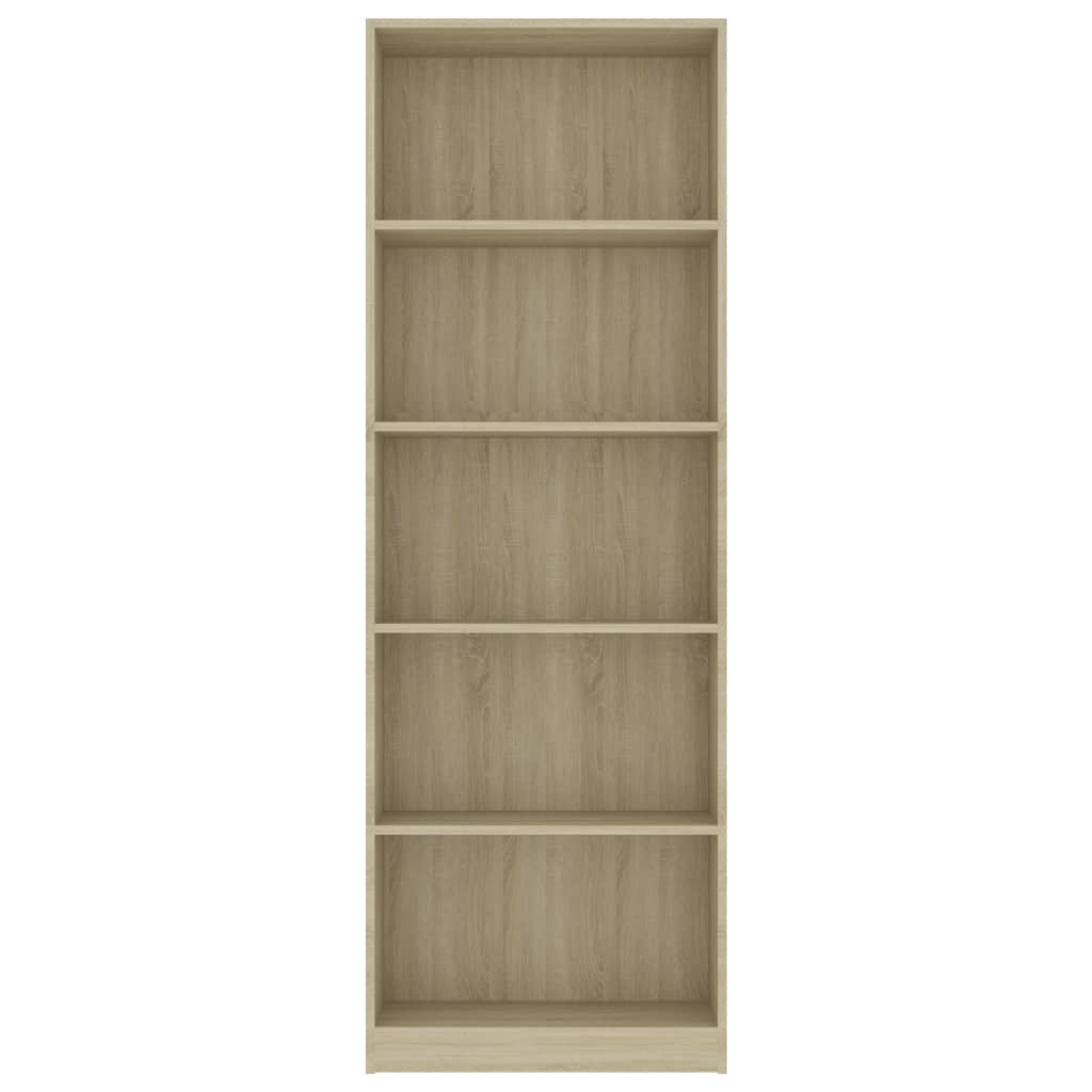 vidaXL 5-Tier Book Cabinet Sonoma Oak 23.6"x9.4"x68.9" Engineered Wood