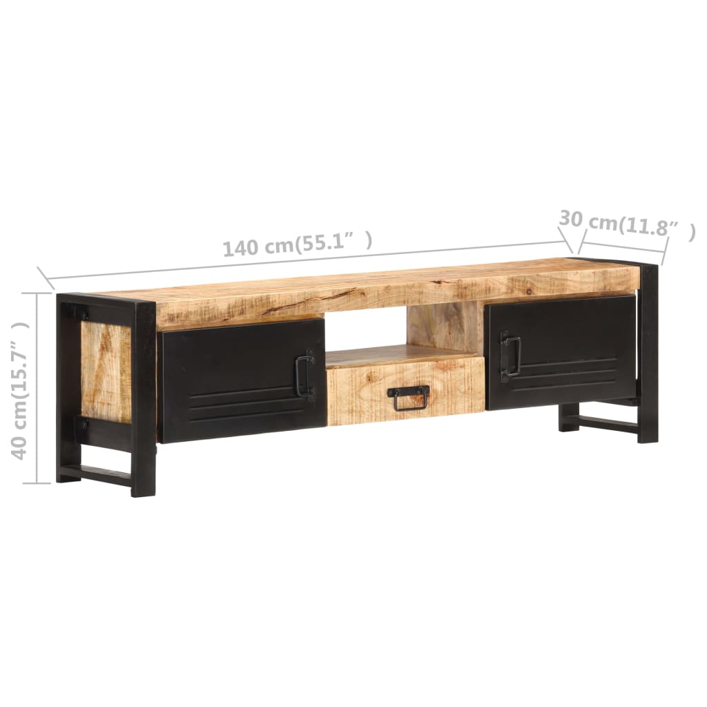 vidaXL TV Cabinet 55.1"x11.8"x15.7" Rough Mango Wood