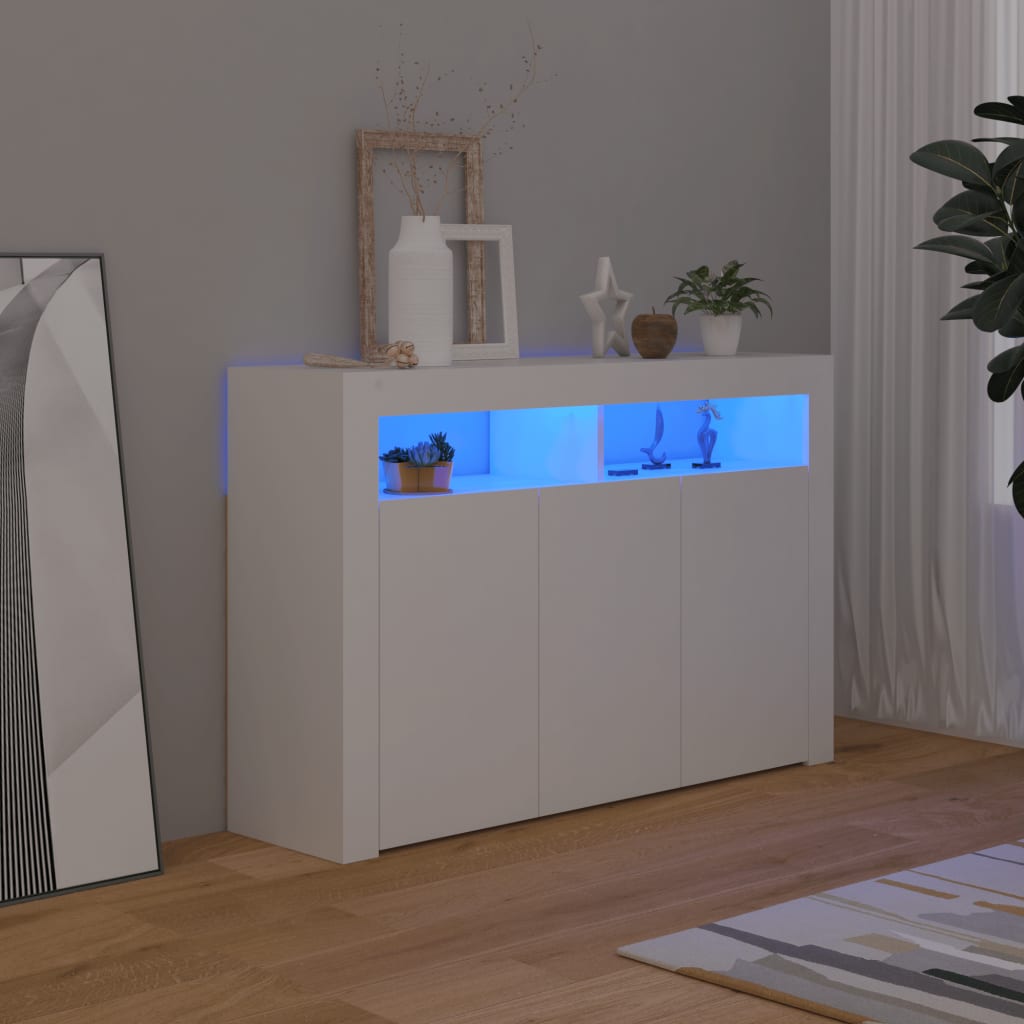 vidaXL Sideboard with LED Lights White 45.5"x11.8"x29.5"
