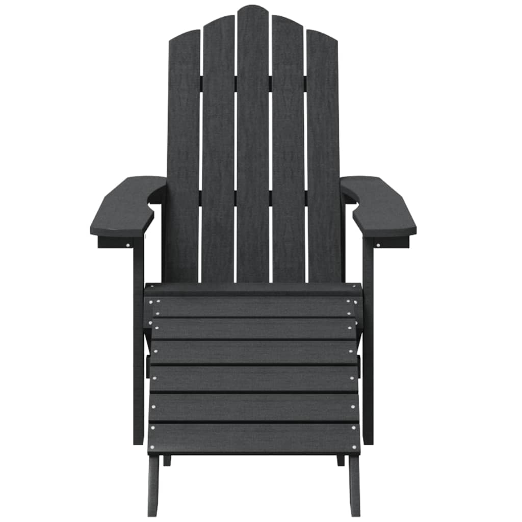 vidaXL Patio Adirondack Chairs with Footstool & Table HDPE Anthracite