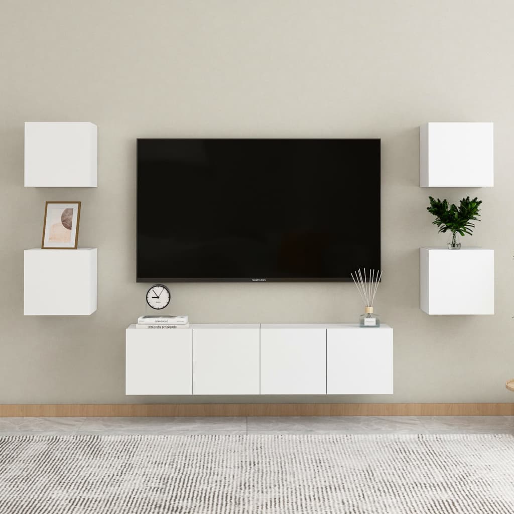 vidaXL Bedside Cabinets 2 pcs White 12"x11.8"x11.8" Engineered Wood