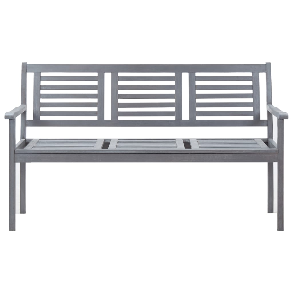vidaXL 3-Seater Patio Bench with Cushion 59.1" Gray Eucalyptus Wood