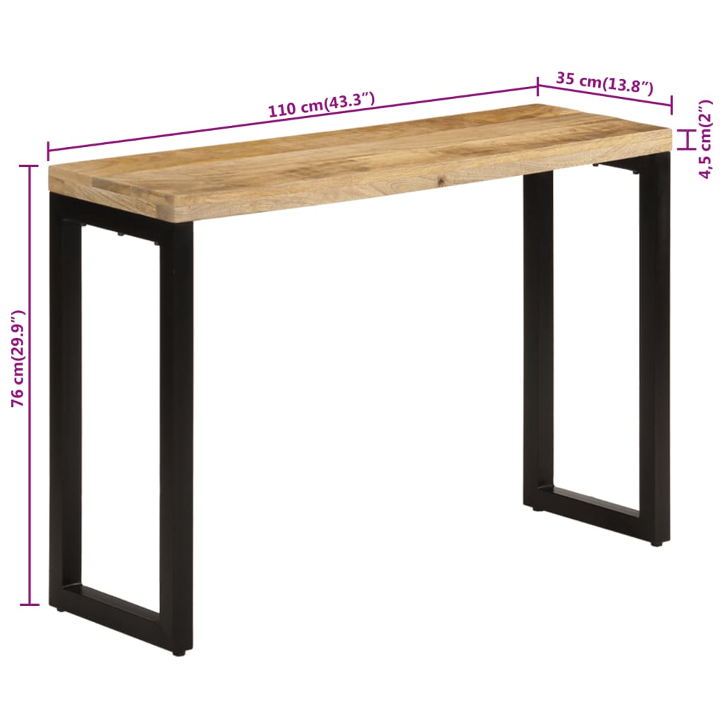 vidaXL Console Table 43.3"x13.8"x29.9" Solid Rough Wood Mango