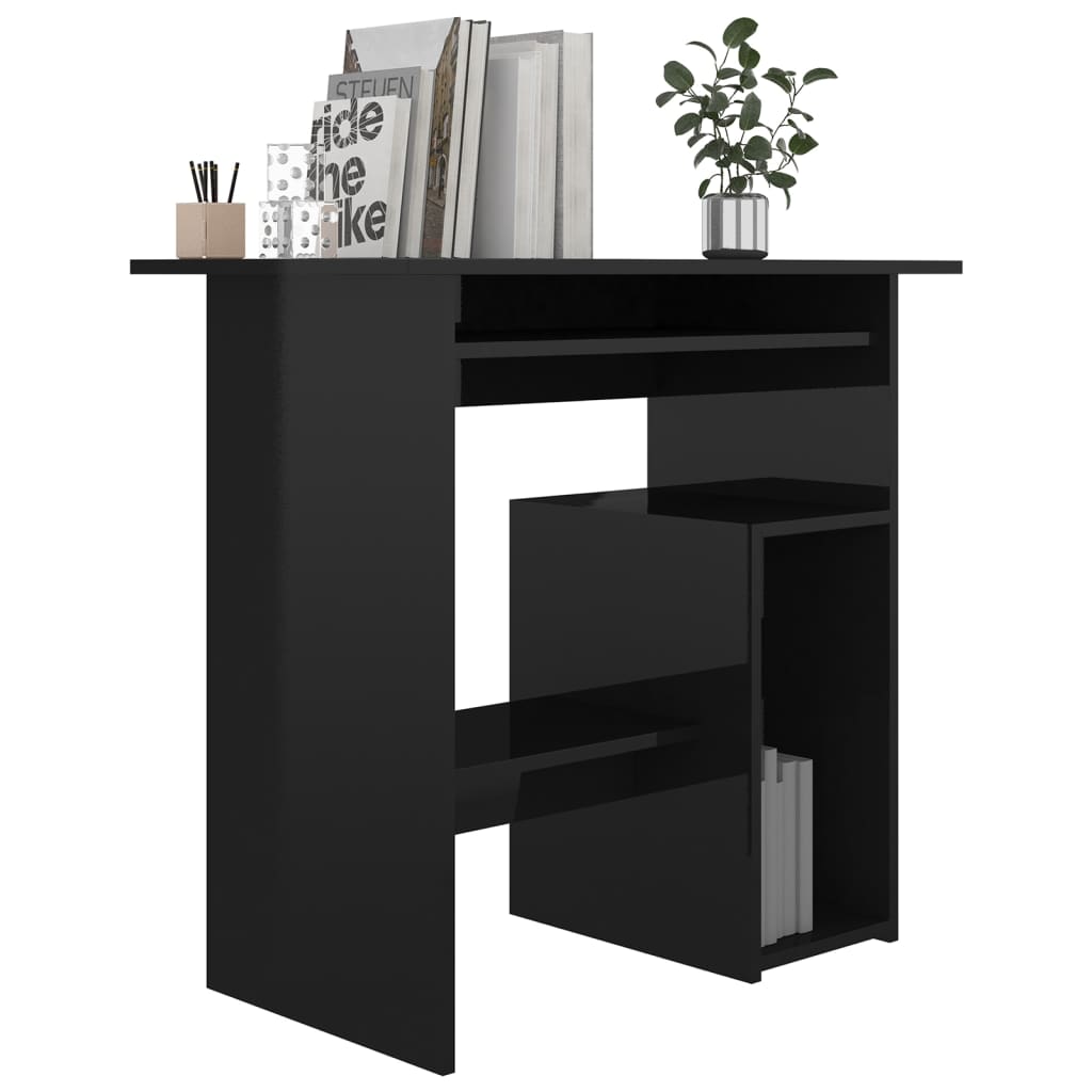 vidaXL Desk High Gloss Black 31.5"x17.7"x29.1" Chipboard