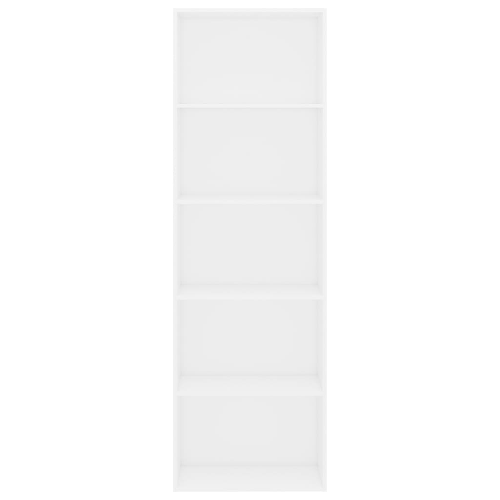 vidaXL 5-Tier Book Cabinet White 23.6"x11.8"x74.4" Engineered Wood