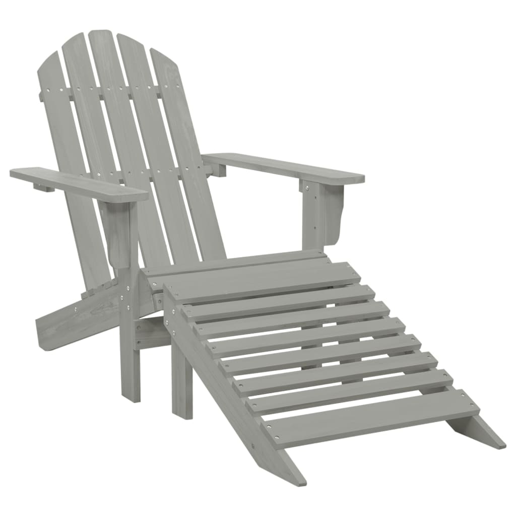vidaXL Patio Chair with Ottoman Wood Gray