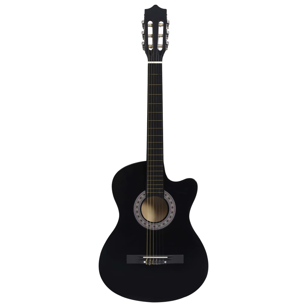 vidaXL Western Classical Cutaway Guitar with 6 Strings Black 38"