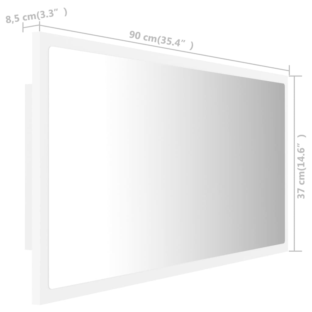 vidaXL LED Bathroom Mirror White 35.4"x3.3"x14.6" Chipboard