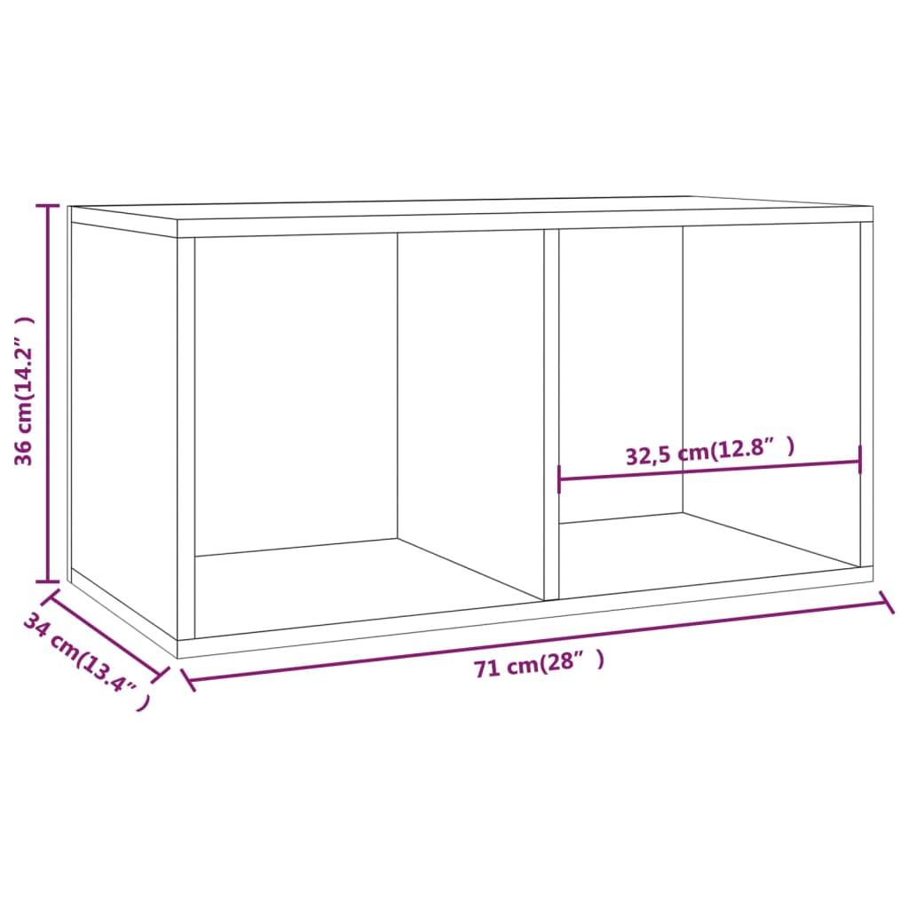 vidaXL Vinyl Storage Box Gray 28"x13.4"x14.2" Engineered Wood