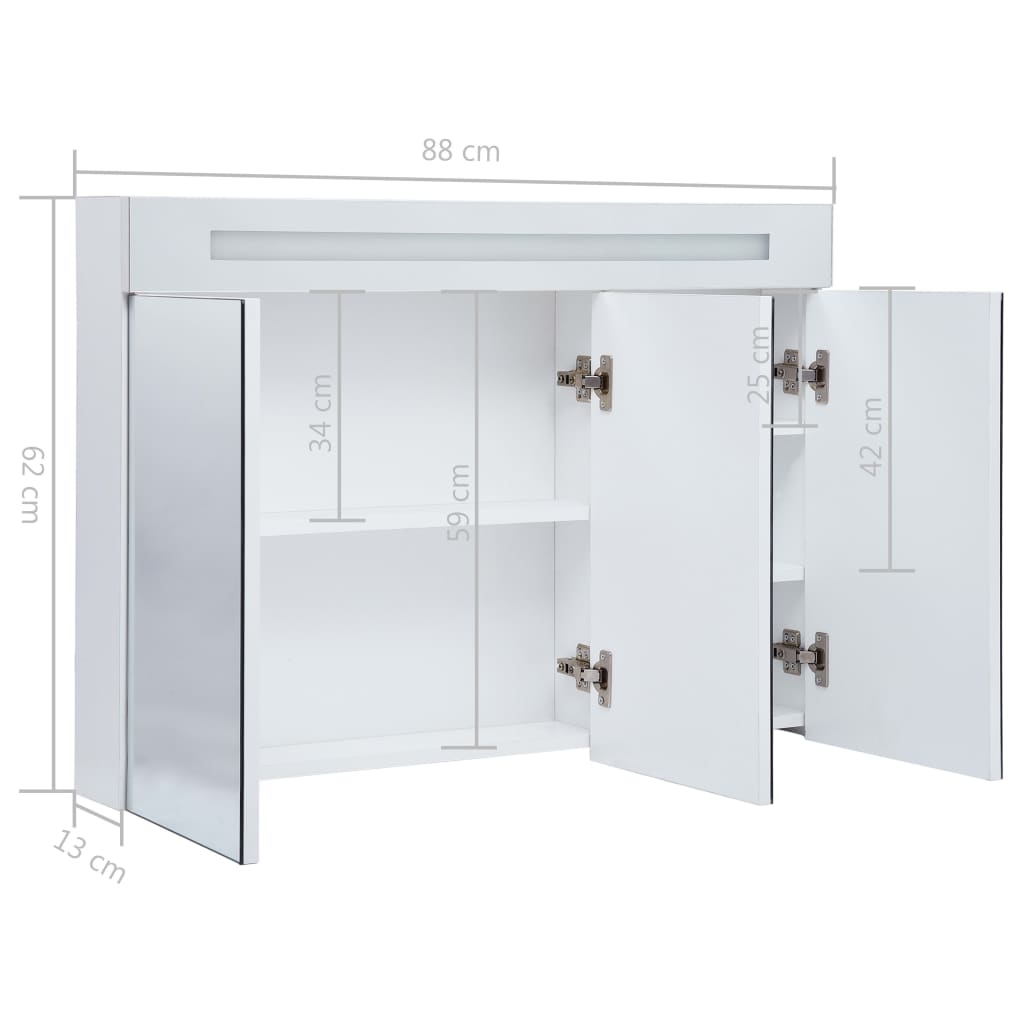 vidaXL LED Bathroom Mirror Cabinet 34.6"x5.1"x24.4"