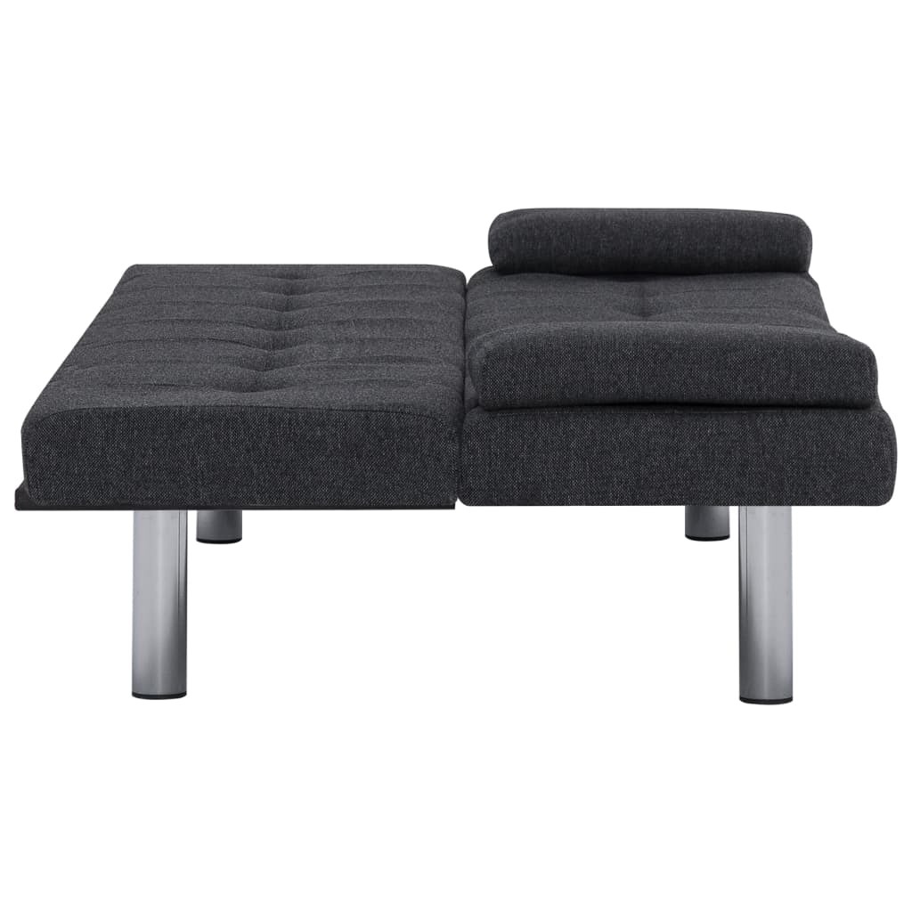 vidaXL Sofa Bed with Two Pillows Dark Gray Fabric