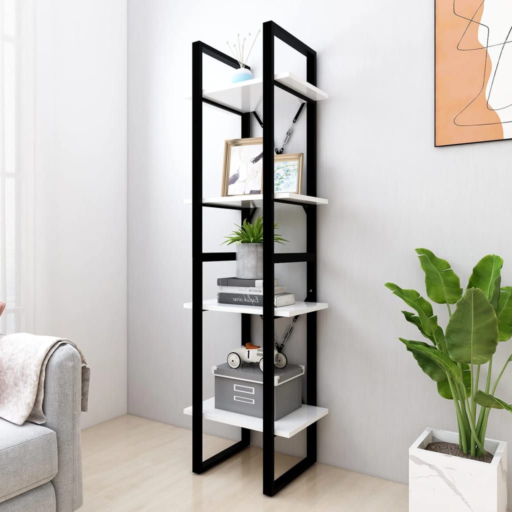 vidaXL 4-Tier Book Cabinet White 15.7"x11.8"x55.1" Engineered Wood