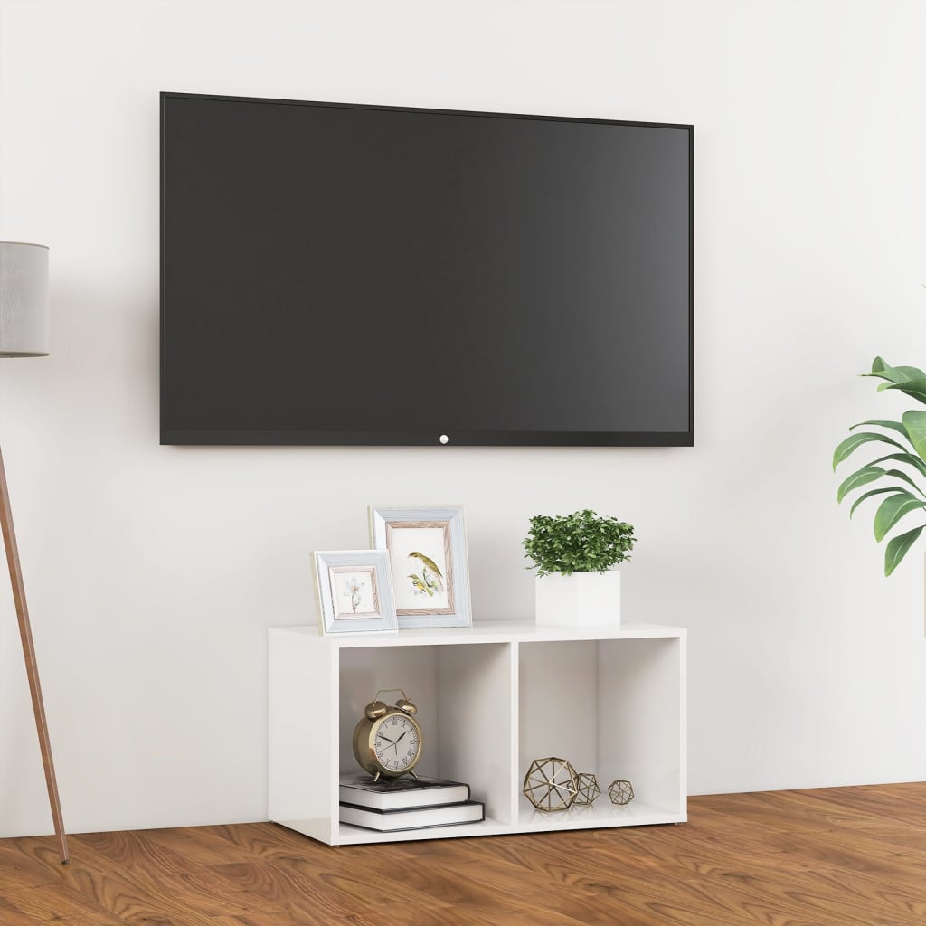 vidaXL TV Cabinet High Gloss White 28.3"x13.8"x14.4" Chipboard