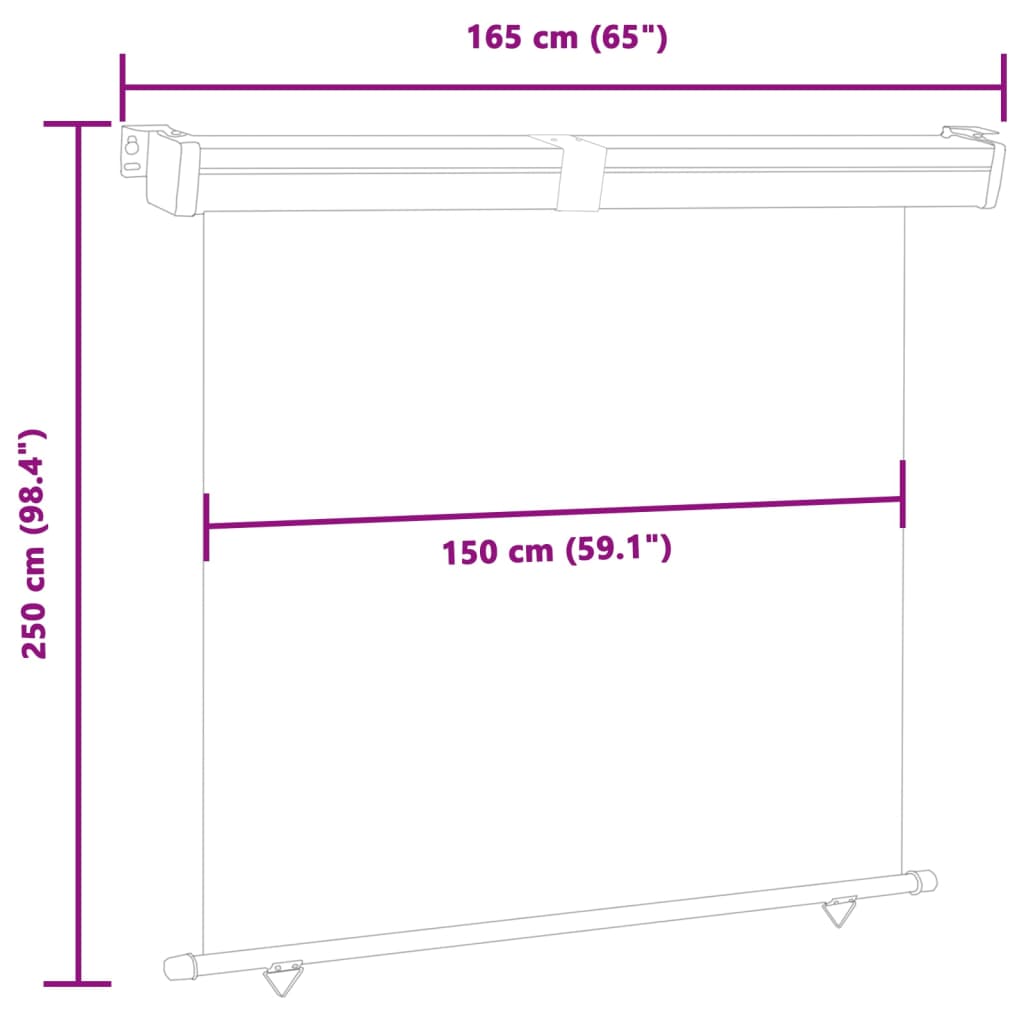 vidaXL Balcony Side Awning 63"x98.4" Cream