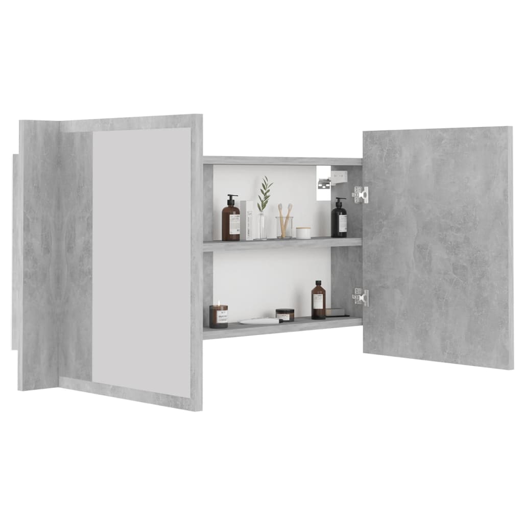 vidaXL LED Bathroom Mirror Cabinet Concrete Gray 35.4"x4.7"x17.7" Acrylic