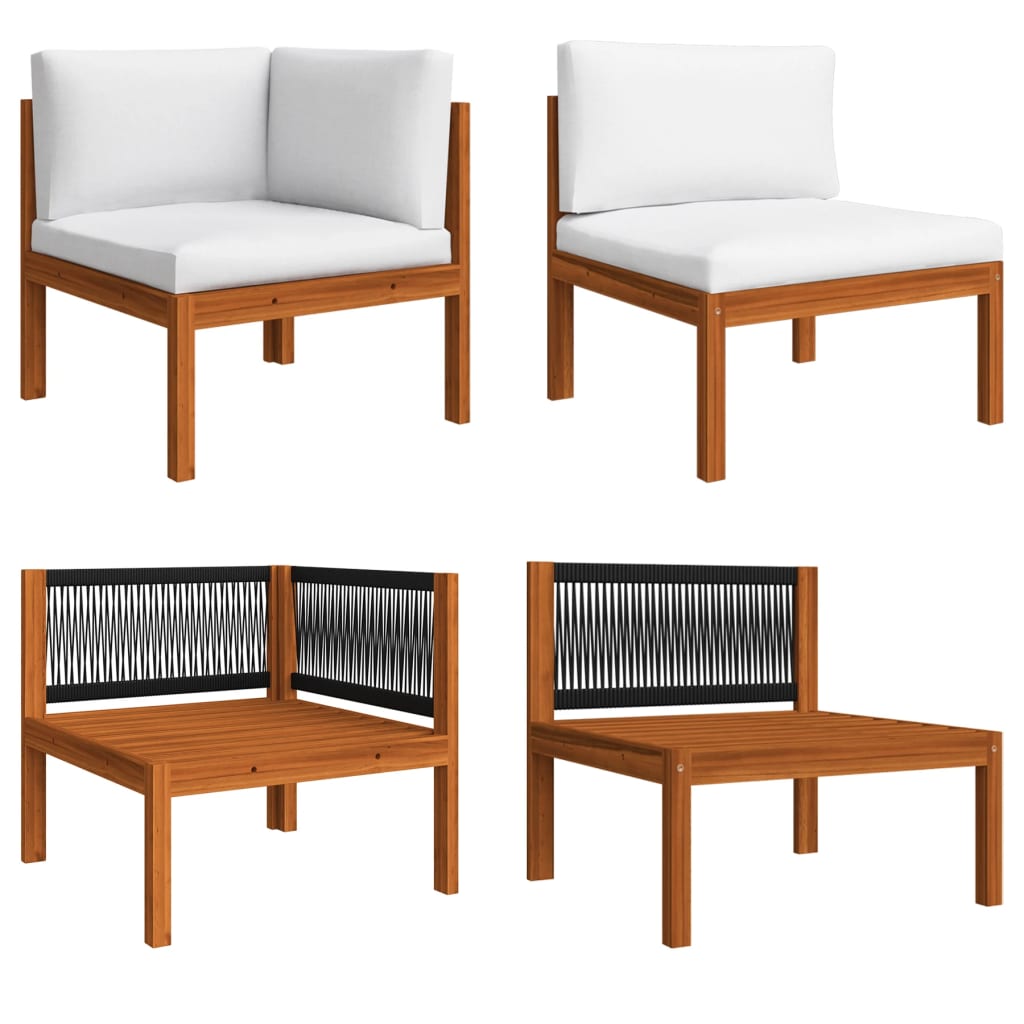 vidaXL 8 Piece Patio Lounge Set with Cushions Cream Solid Acacia Wood