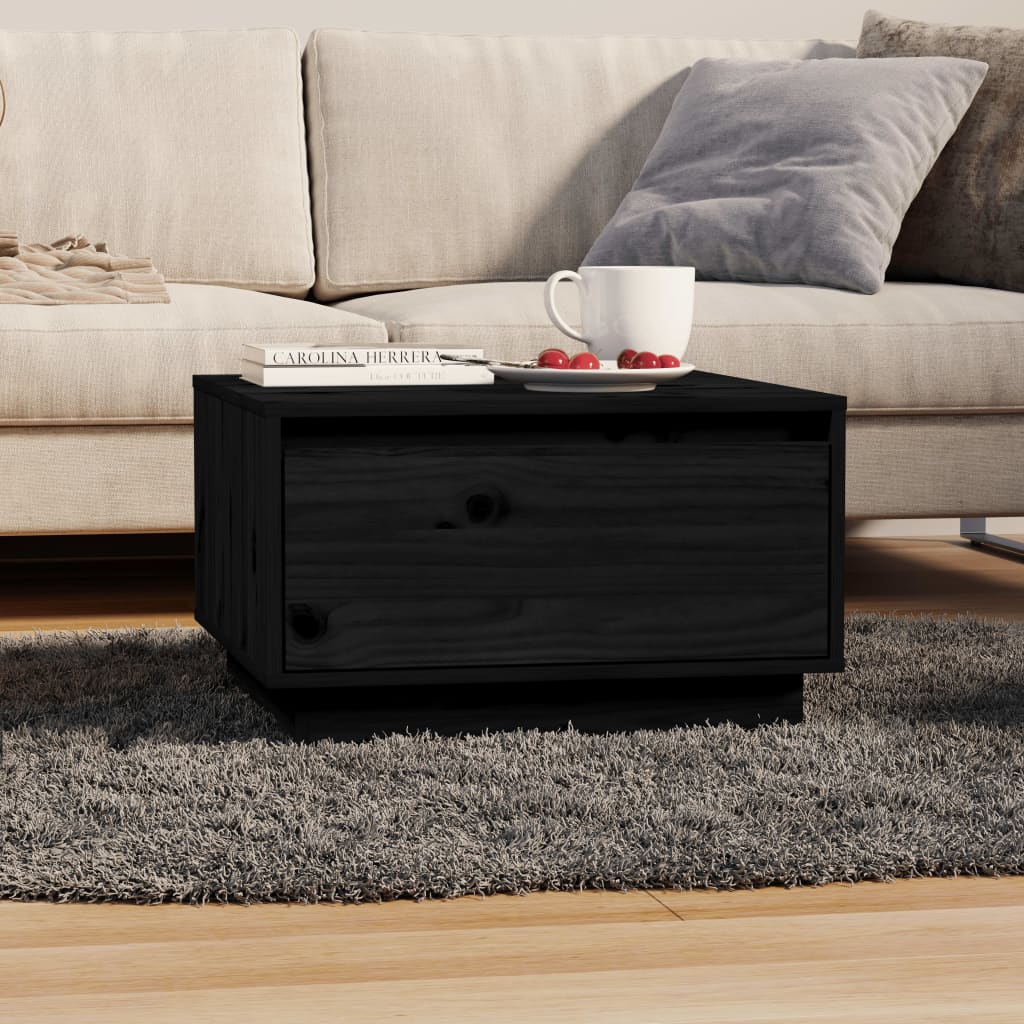 vidaXL Coffee Table Black 21.7"x22"x12.6" Solid Wood Pine