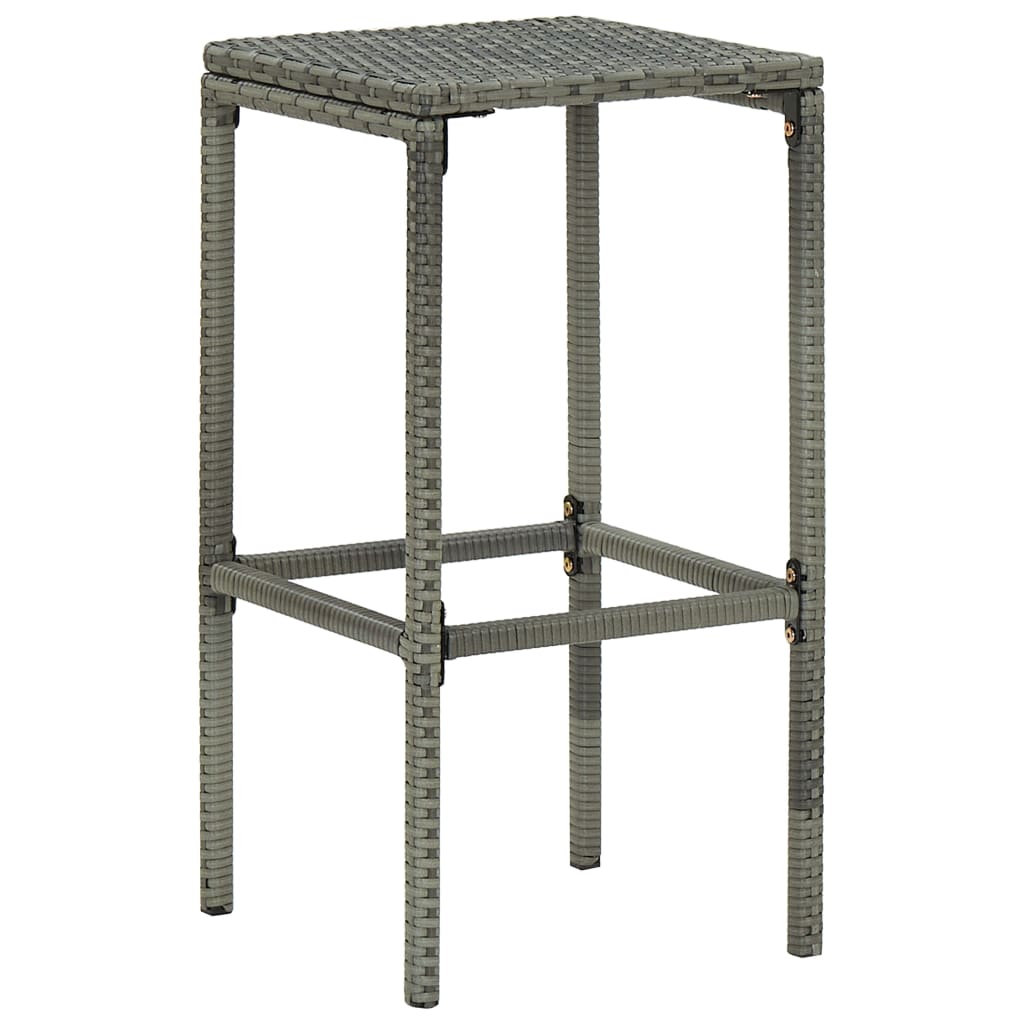 vidaXL Bar Stools with Cushions 3 pcs Gray Poly Rattan