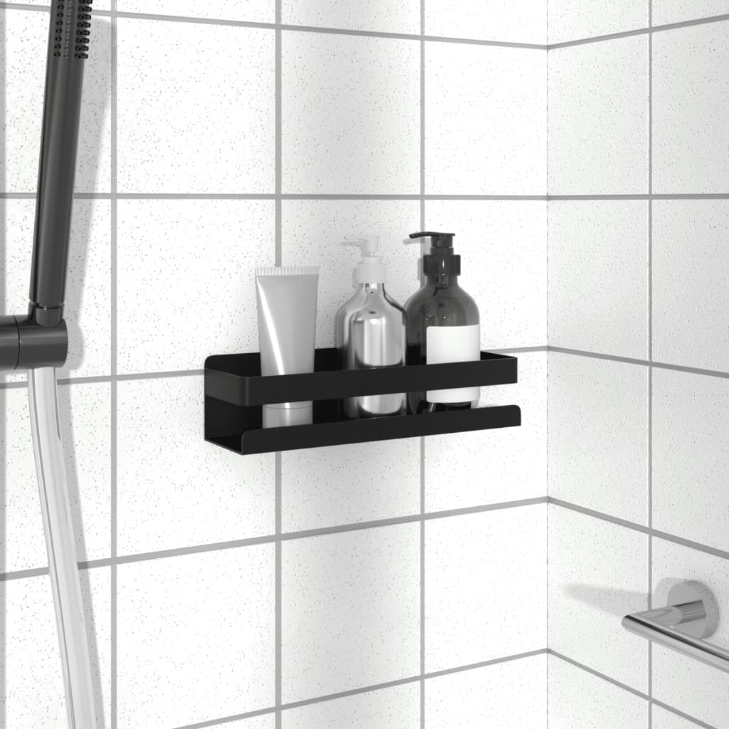 vidaXL Shower Shelf Matt Black 9.1"x2.6"x2.4" Brushed 304 Stainless Steel
