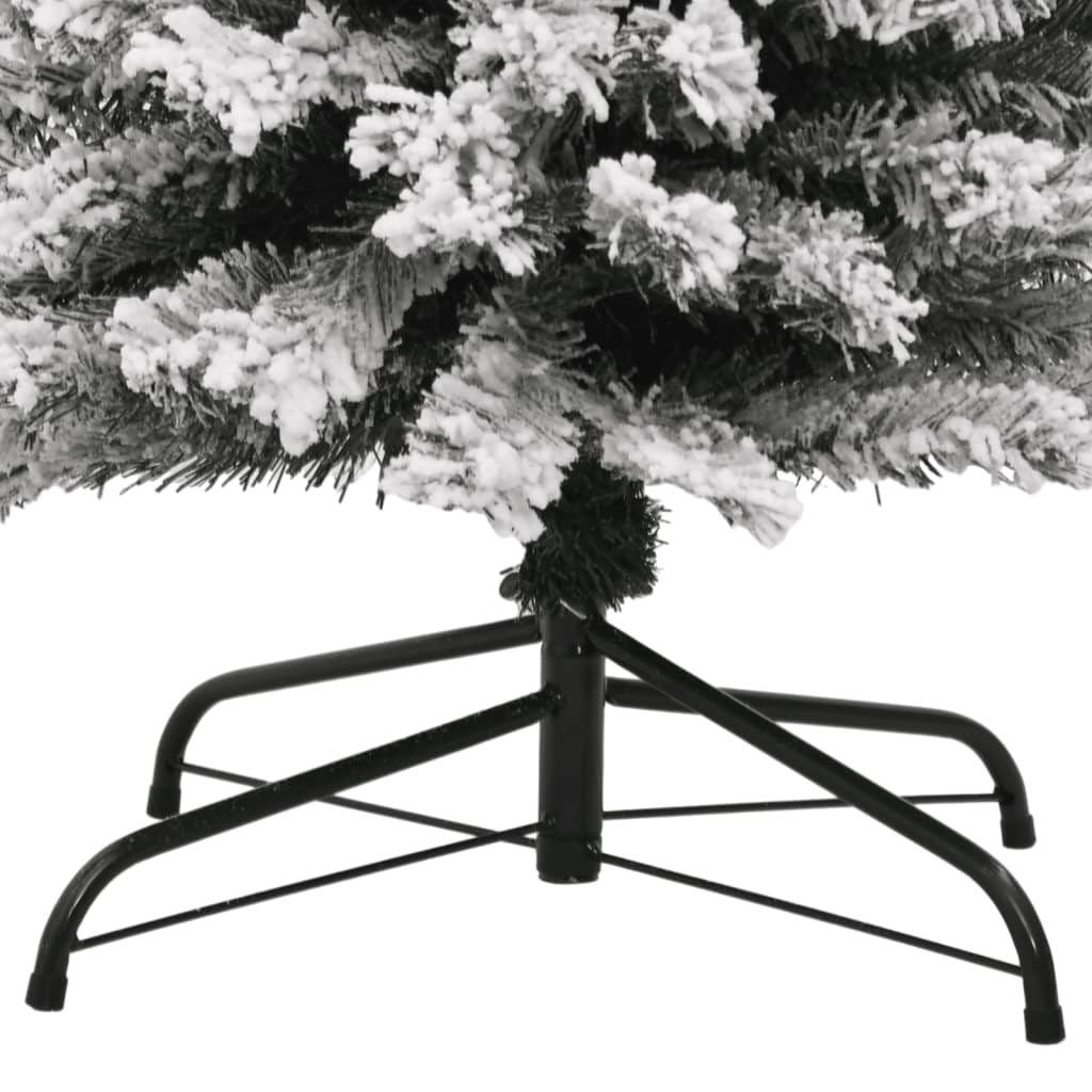 vidaXL Slim Artificial Christmas Tree with Flocked Snow Green 94.5" PVC