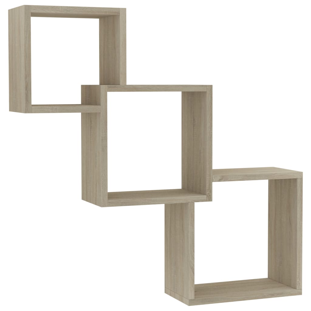 vidaXL Cube Wall Shelves Sonoma Oak 33.3"x5.9"x10.6" Engineered Wood