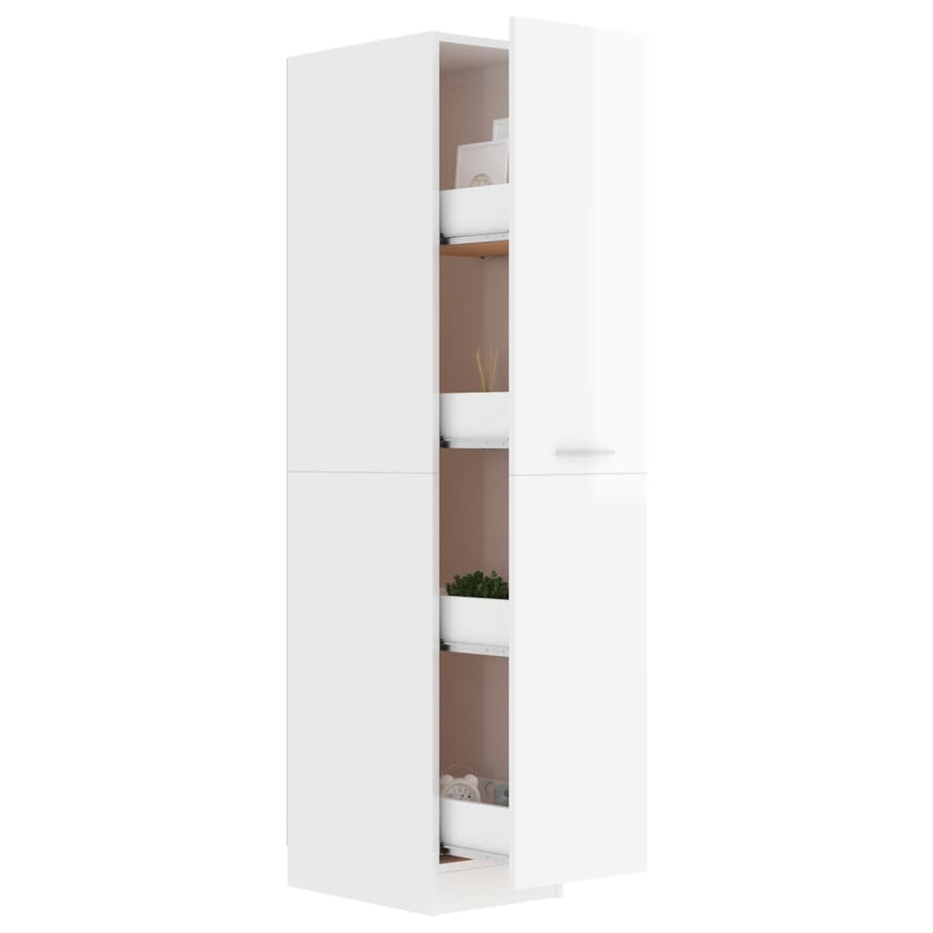 vidaXL Apothecary Cabinet High Gloss White 11.8"x16.7"x59.1" Engineered Wood