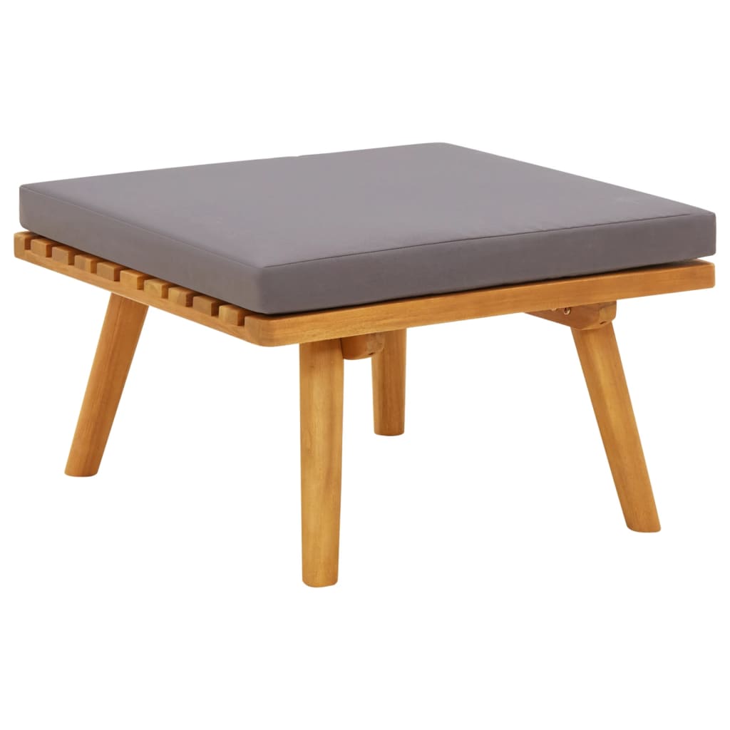 vidaXL Patio Footstool with Cushion 23.6"x23.6"x11.4" Solid Acacia Wood
