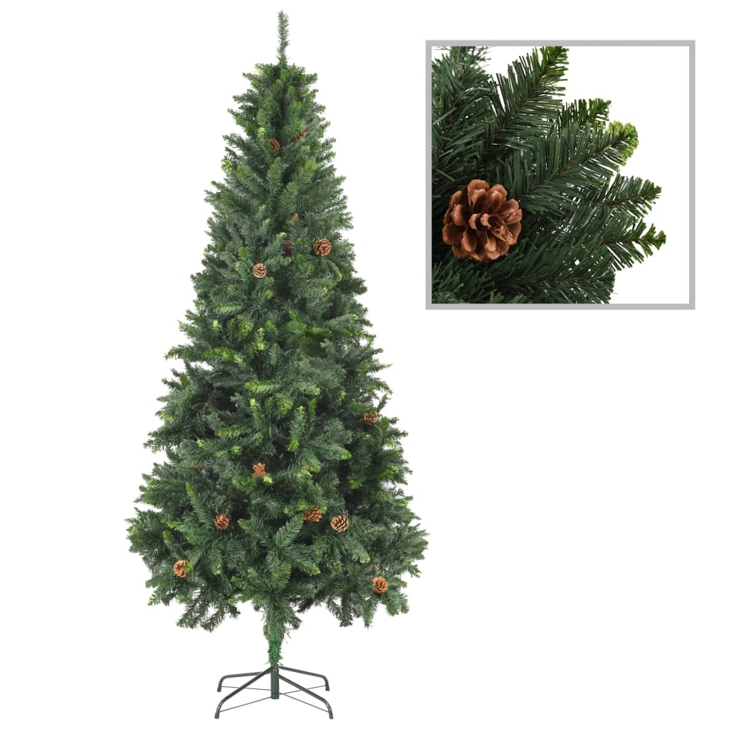 vidaXL Artificial Pre-lit Christmas Tree with Ball Set&Pine Cones 82.7"