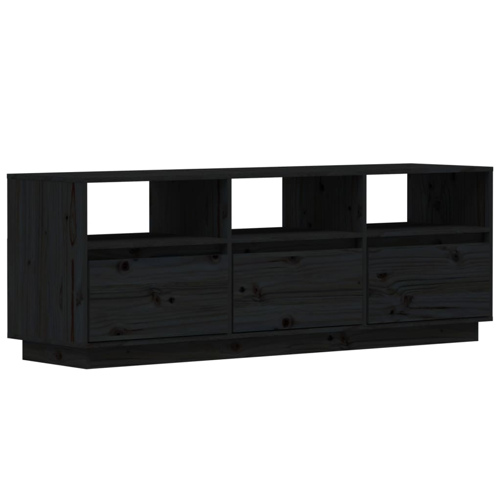 vidaXL TV Stand Black 55.1"x14.6"x19.7" Solid Wood Pine