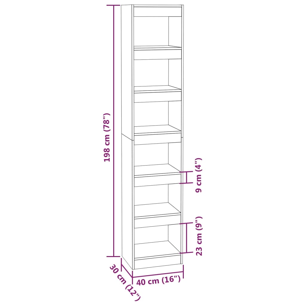 vidaXL Book Cabinet/Room Divider Concrete Gray 15.7"x11.8"x78"