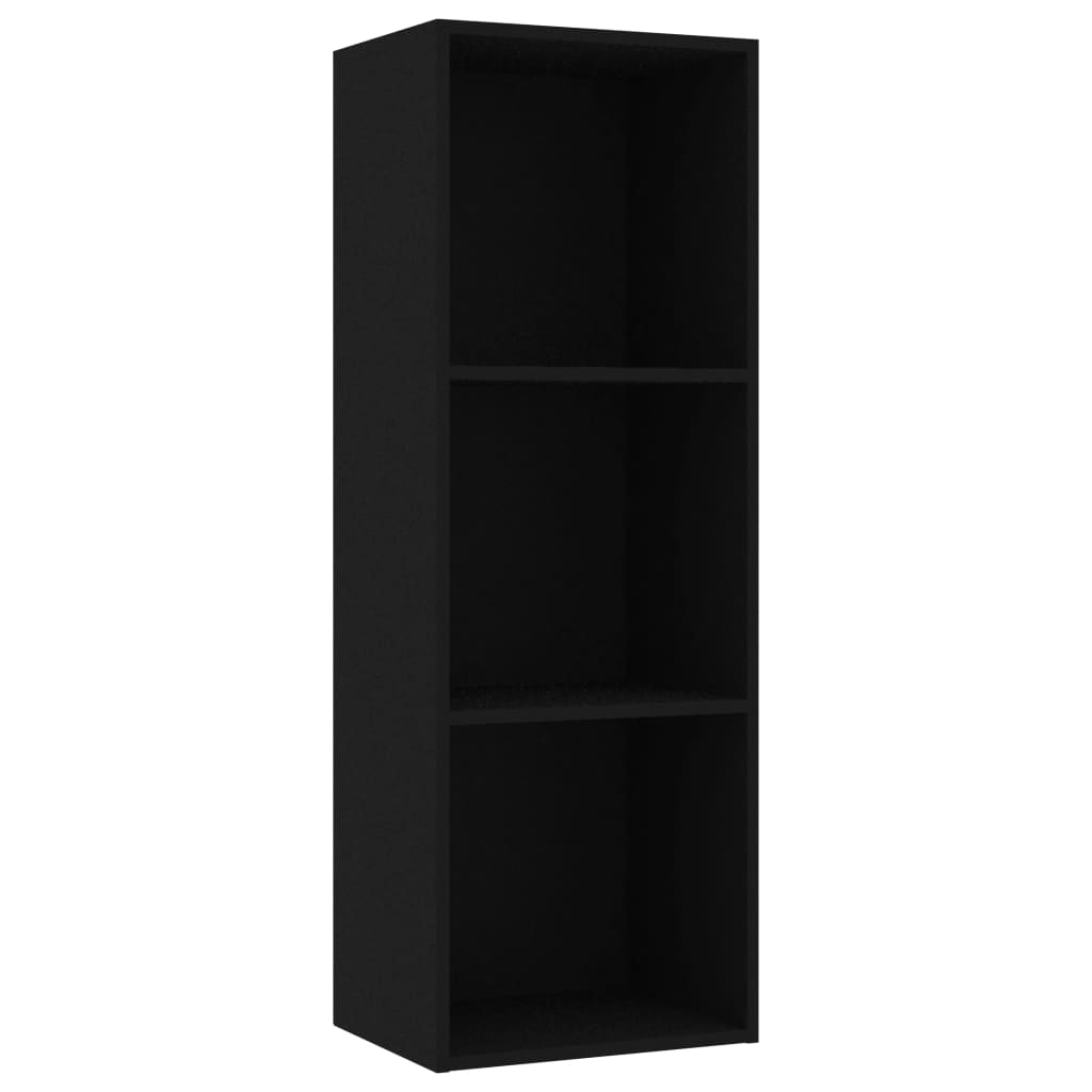 vidaXL 3-Tier Book Cabinet Black 15.7"x11.8"x44.9" Chipboard