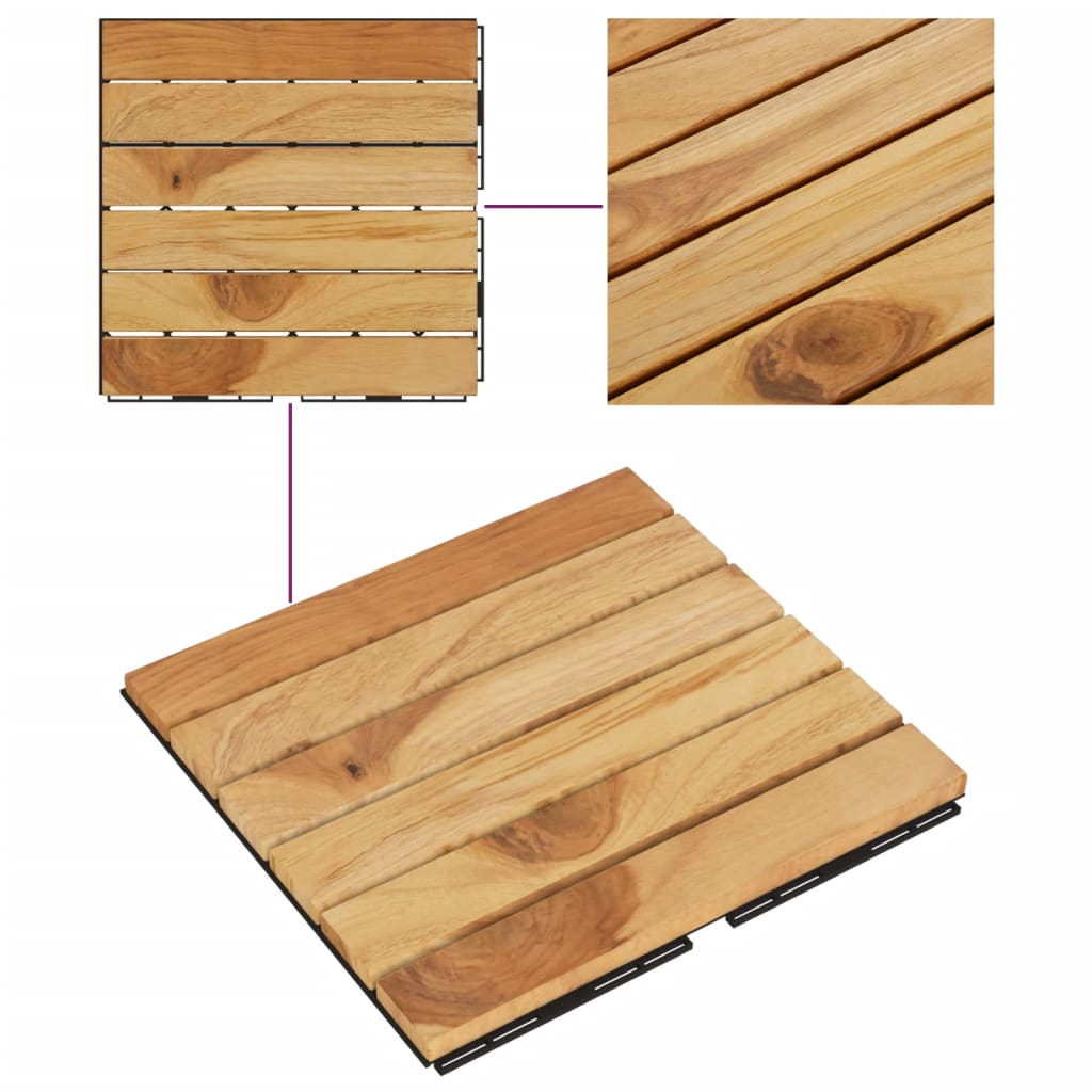 vidaXL Decking Tiles 30 pcs 11.8"x11.8" Solid Wood Teak Vertical Pattern