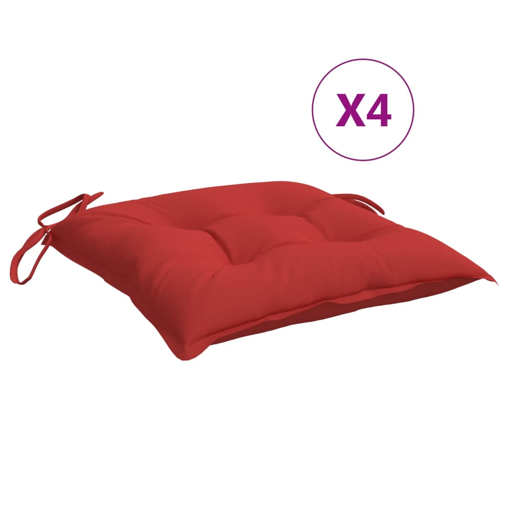 vidaXL Chair Cushions 4 pcs Red 19.7"x19.7"x2.8" Oxford Fabric