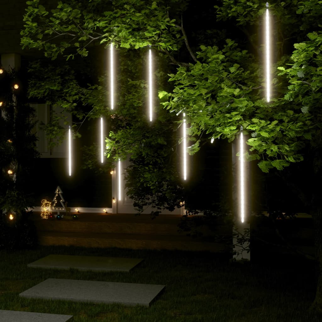 vidaXL Meteor Lights 8 pcs 2 ft Cold White 288 LEDs Indoor Outdoor