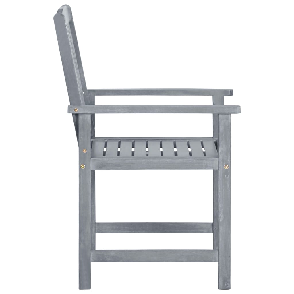 vidaXL Patio Chairs with Cushions 2 pcs Gray Solid Acacia Wood