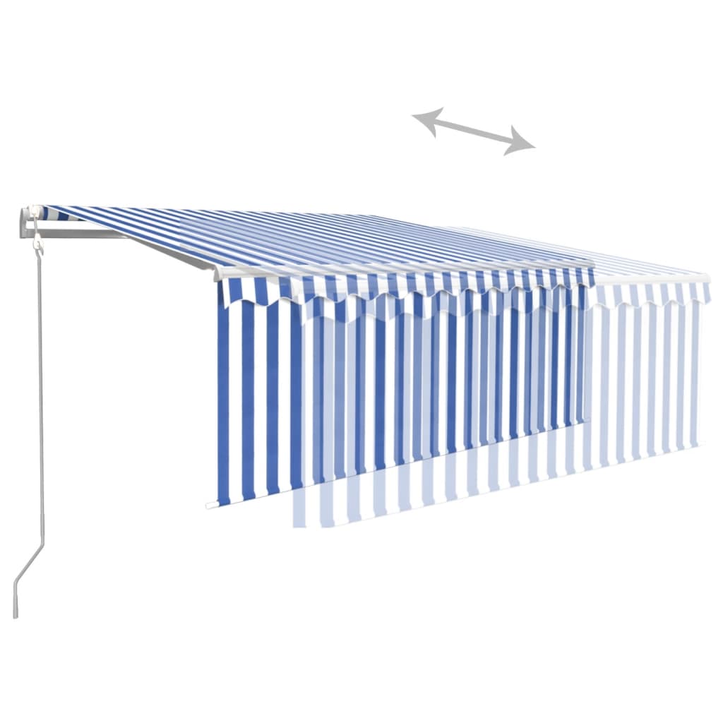 vidaXL Automatic Retractable Awning with Blind 9.8'x8.2' Blue&White