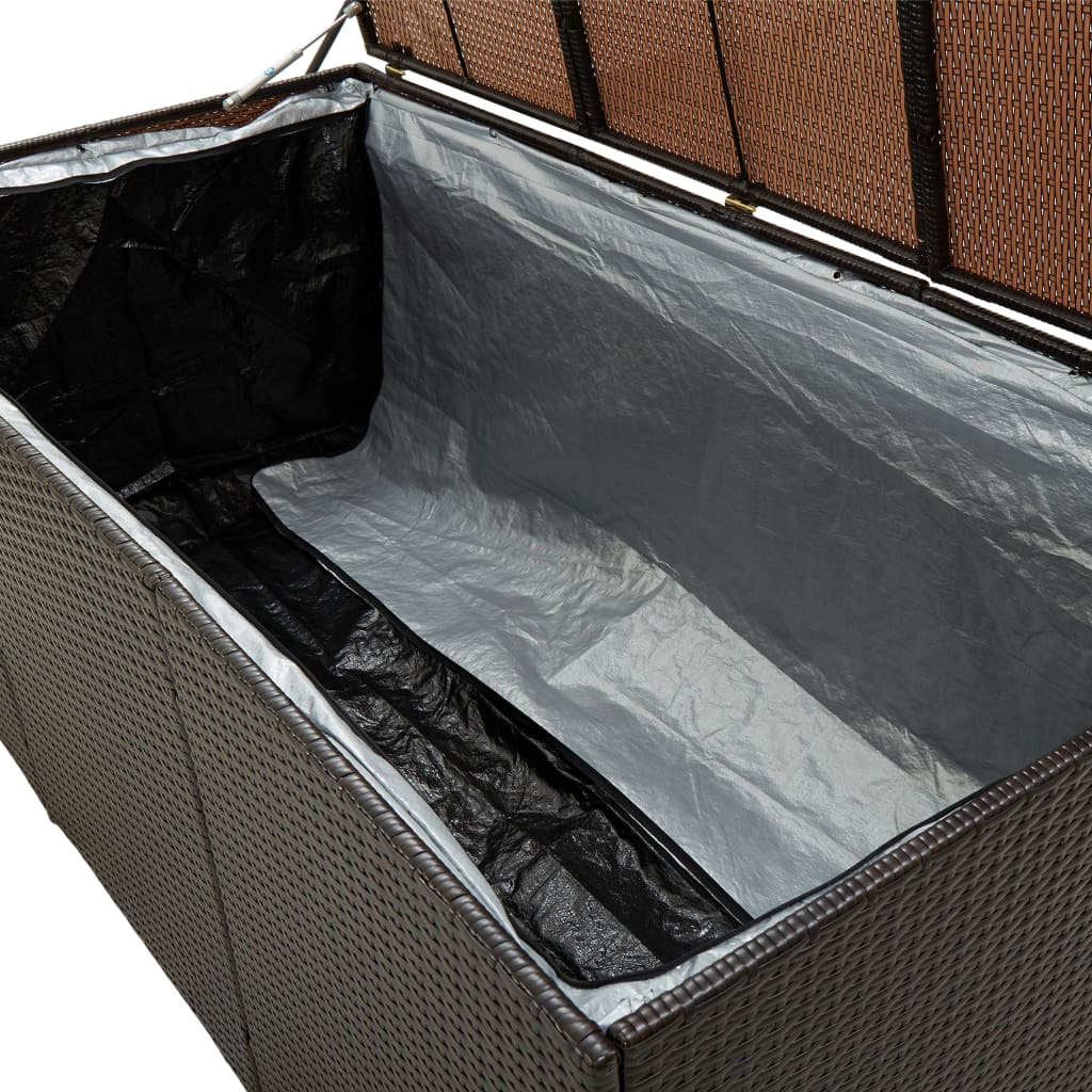 vidaXL Patio Storage Box Poly Rattan 70.9"x35.4"x27.6" Brown