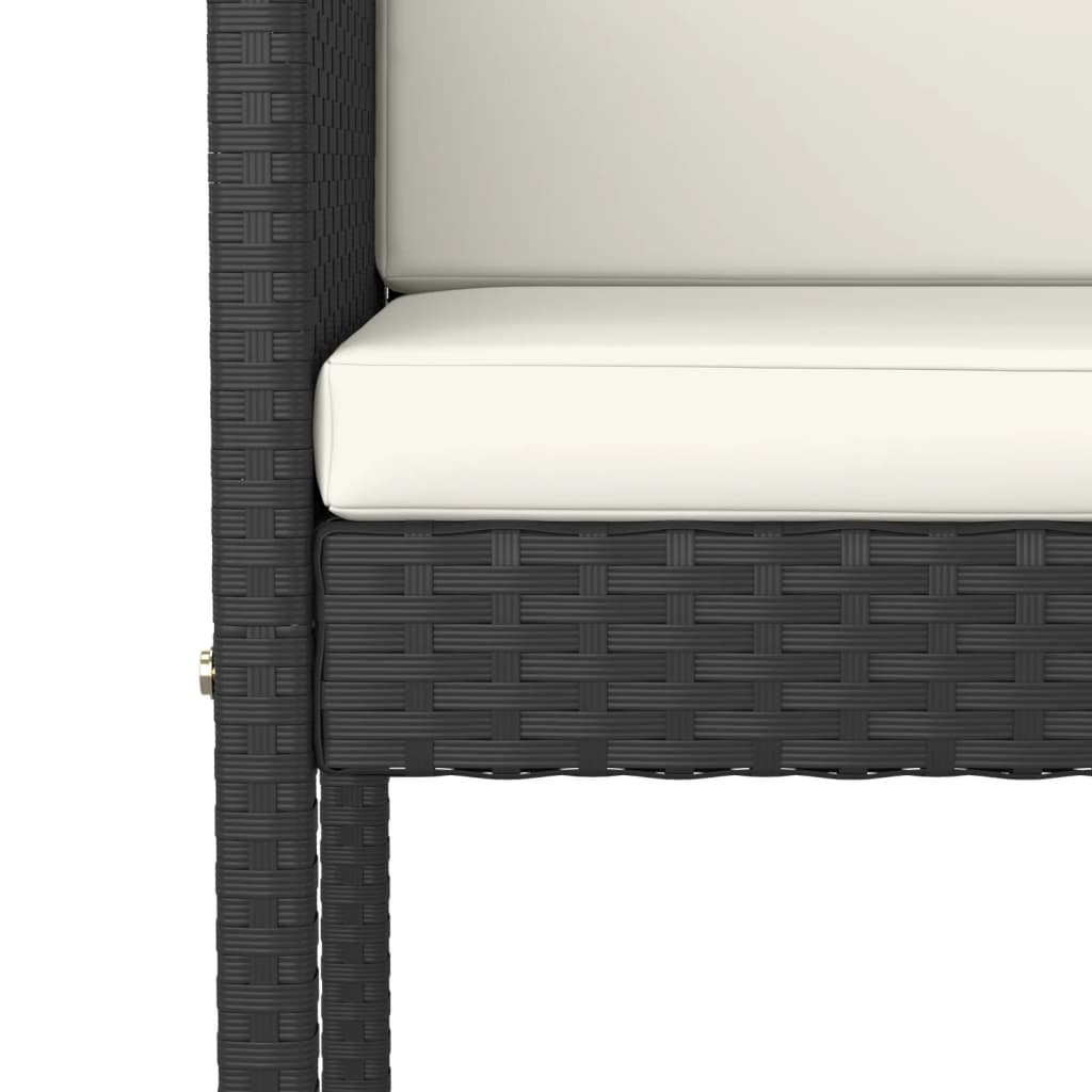 vidaXL 7 Piece Patio Bar Set with Cushions Black Poly Rattan
