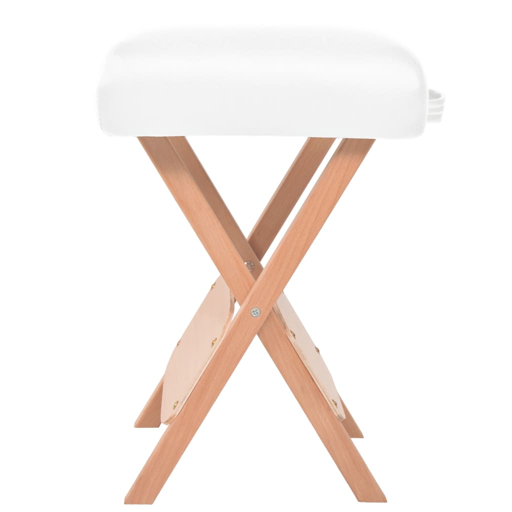 vidaXL Folding Massage Stool with 4.7" Thick Seat White