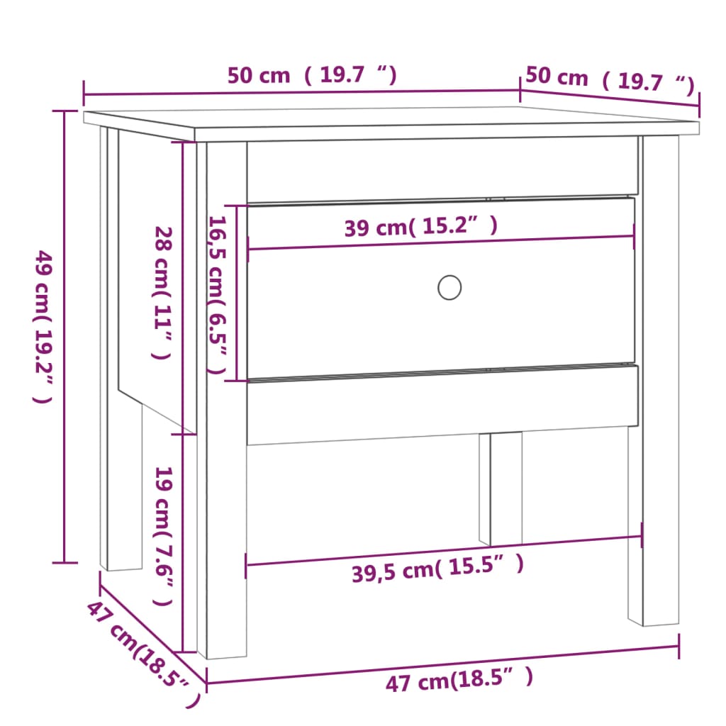 vidaXL Side Tables 2 pcs Gray 19.7"x19.7"x19.3" Solid Wood Pine