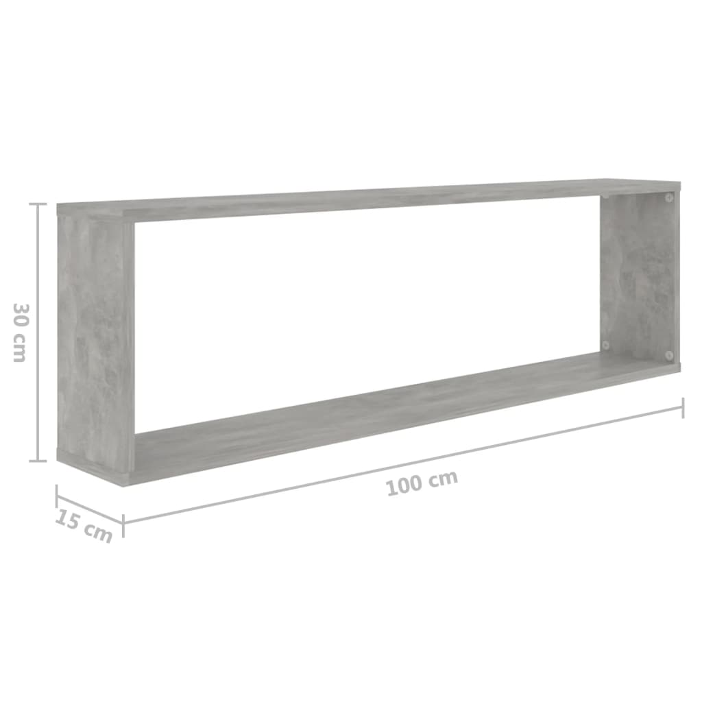 vidaXL Wall Cube Shelves 6 pcs Concrete Gray 39.4"x5.9"x11.8" Engineered Wood