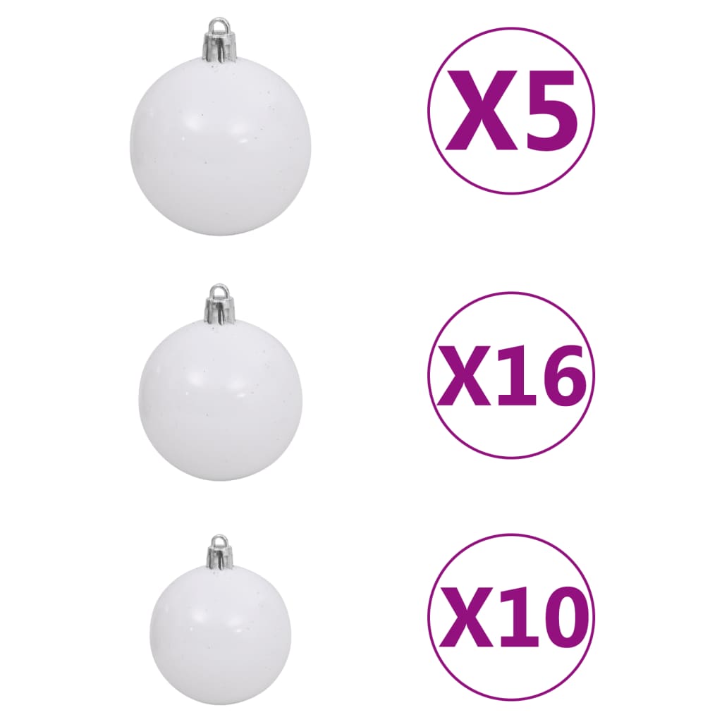 vidaXL Artificial Pre-lit Christmas Tree with Ball Set White 94.5"