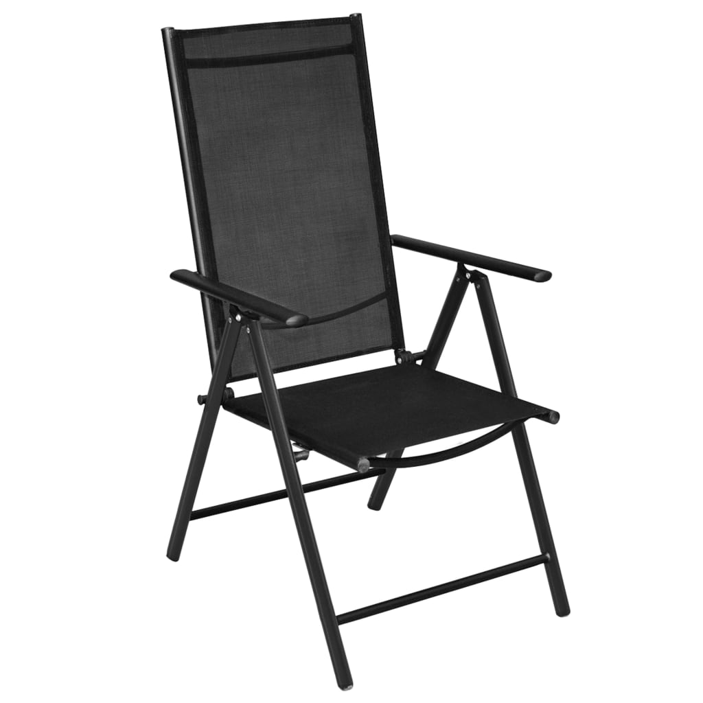 vidaXL Folding Patio Chairs 2 pcs Aluminum and Textilene Black