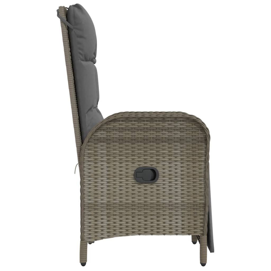 vidaXL Patio Reclining Chairs with Cushions 2 pcs Poly Rattan Gray