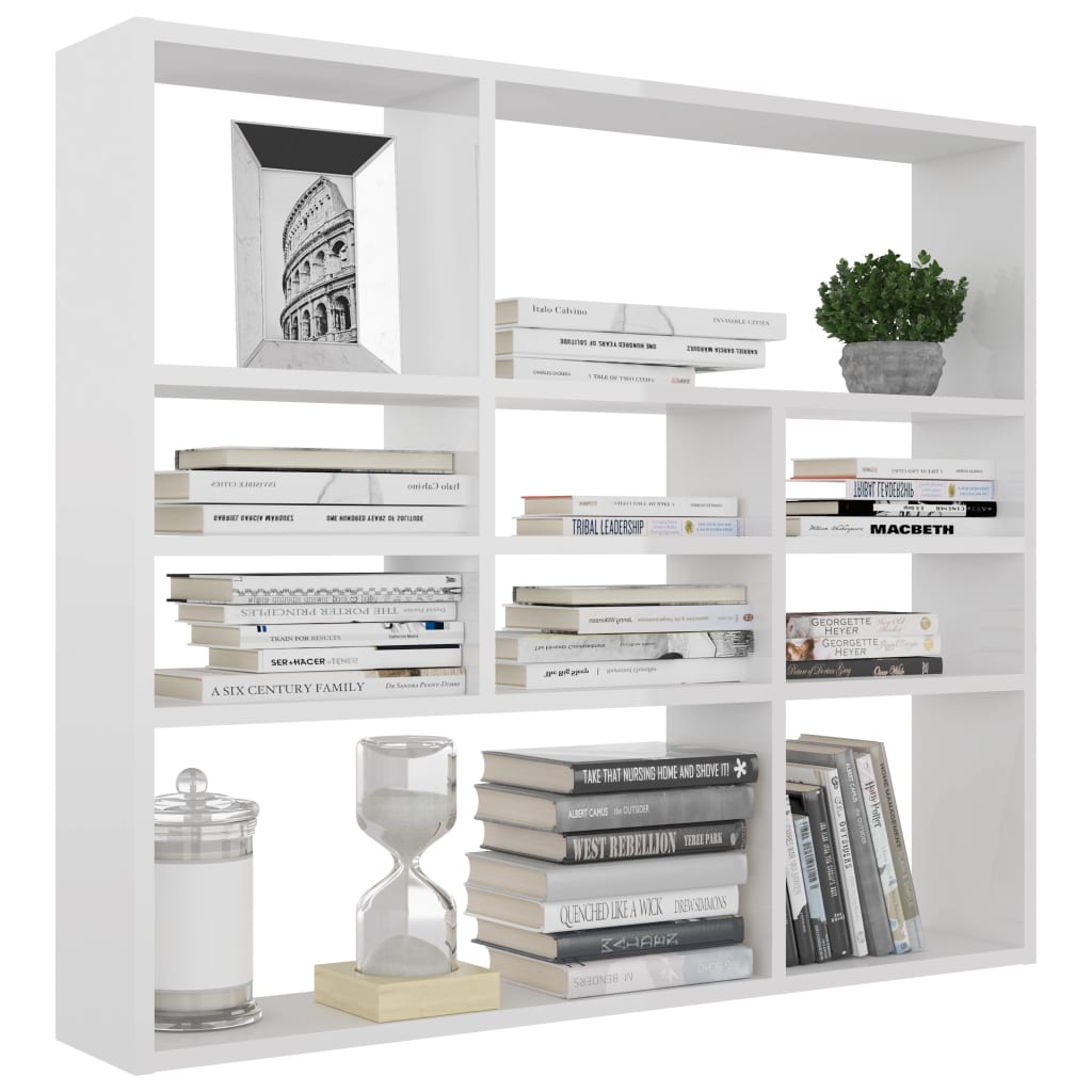 vidaXL Wall Shelf High Gloss White 35.4"x6.3"x30.7" Engineered Wood