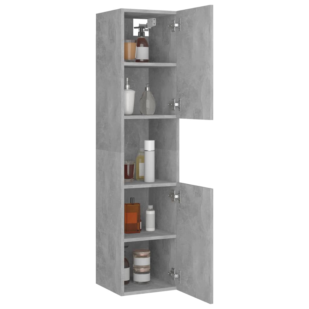 vidaXL Bathroom Cabinet Concrete Gray 11.8"x11.8"x51.2" Engineered Wood