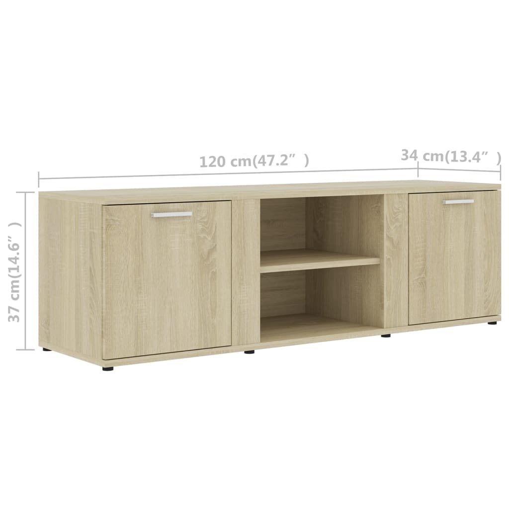 vidaXL TV Stand Sonoma Oak 47.2"x13.4"x14.6" Engineered Wood