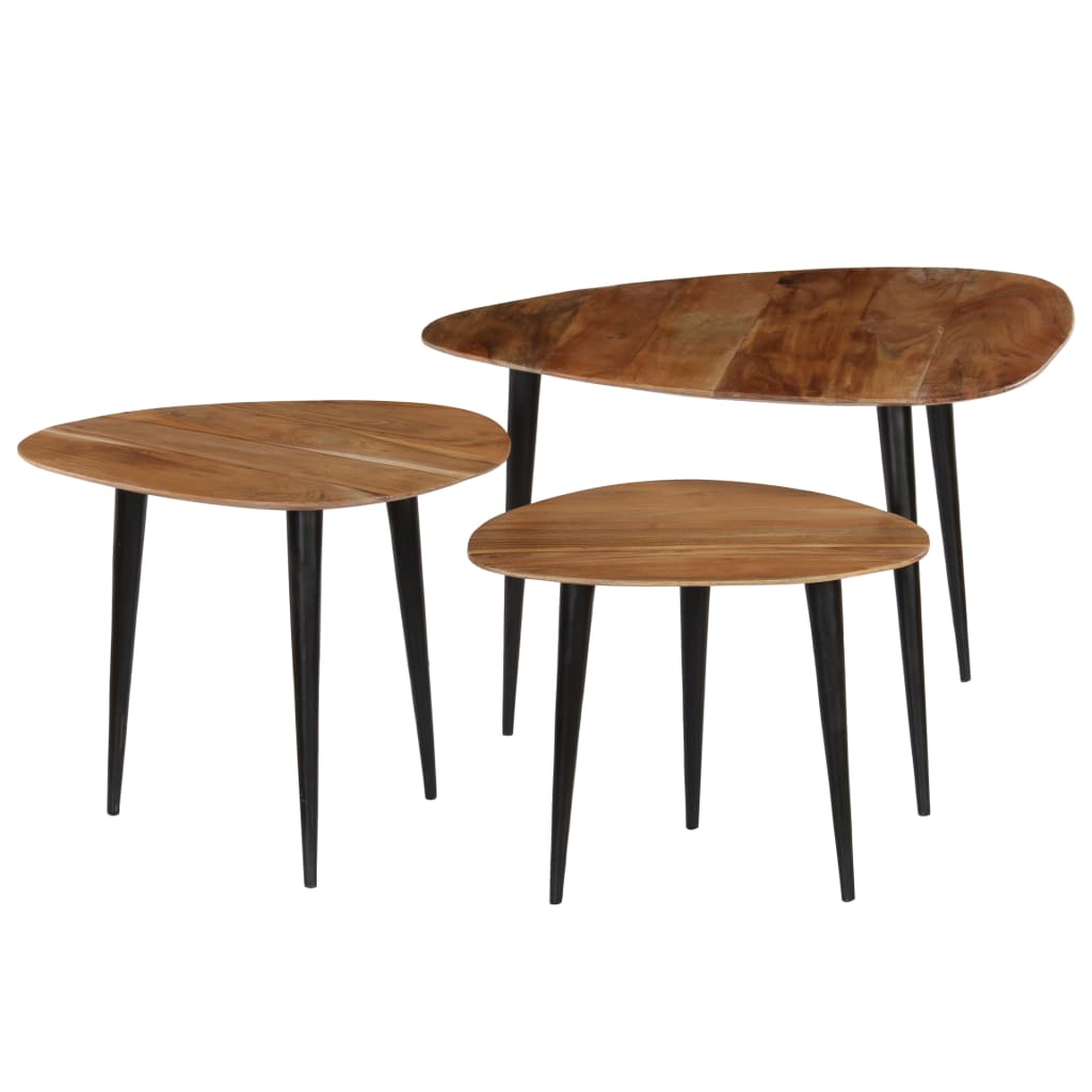 vidaXL Coffee Table Set 3 Pieces Solid Acacia Wood